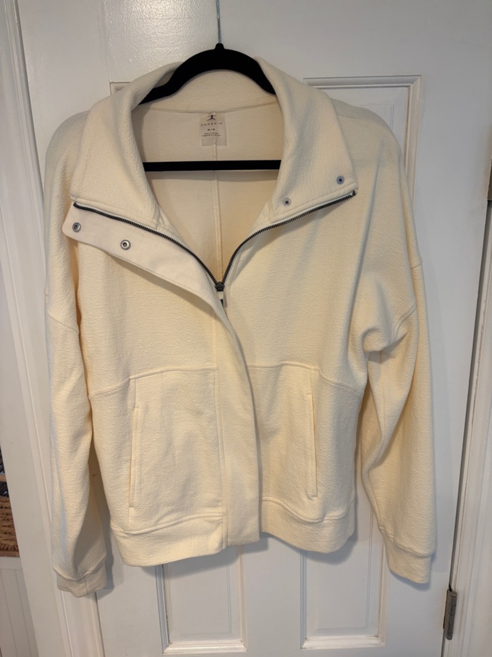 Danskin Cream Zip-Front Bomber Jacket
